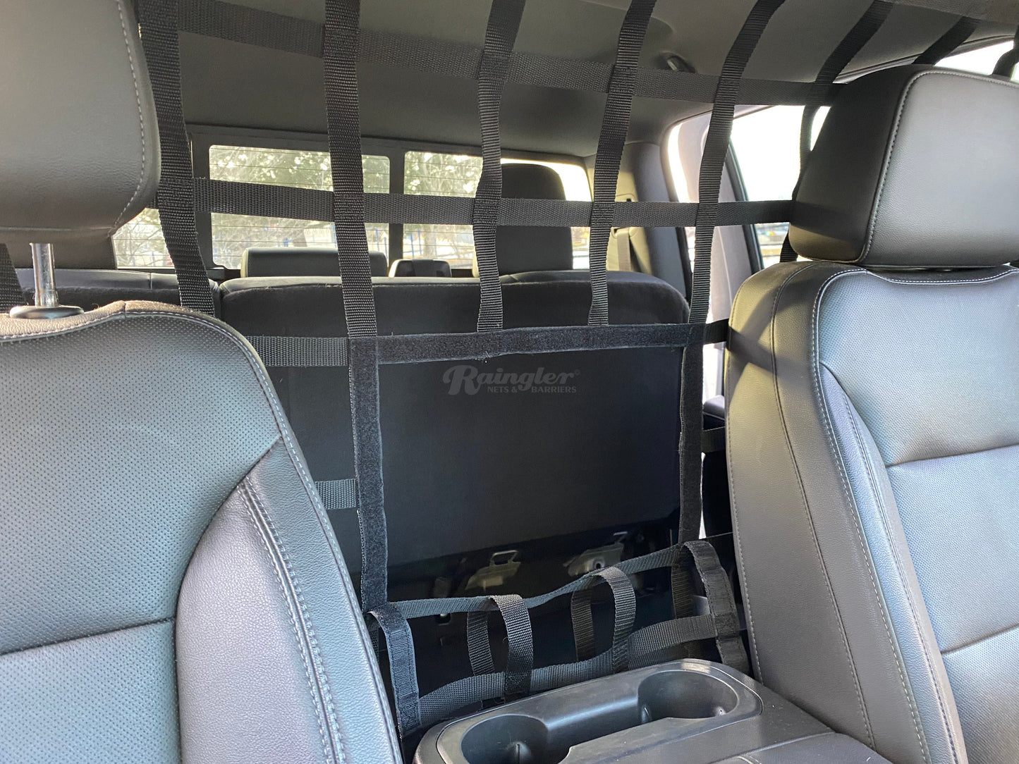2015 - Newer Chevrolet Silverado 2500 / 3500 Crew Cab / Double Cab Behind Front Seats Barrier Divider Net-Raingler