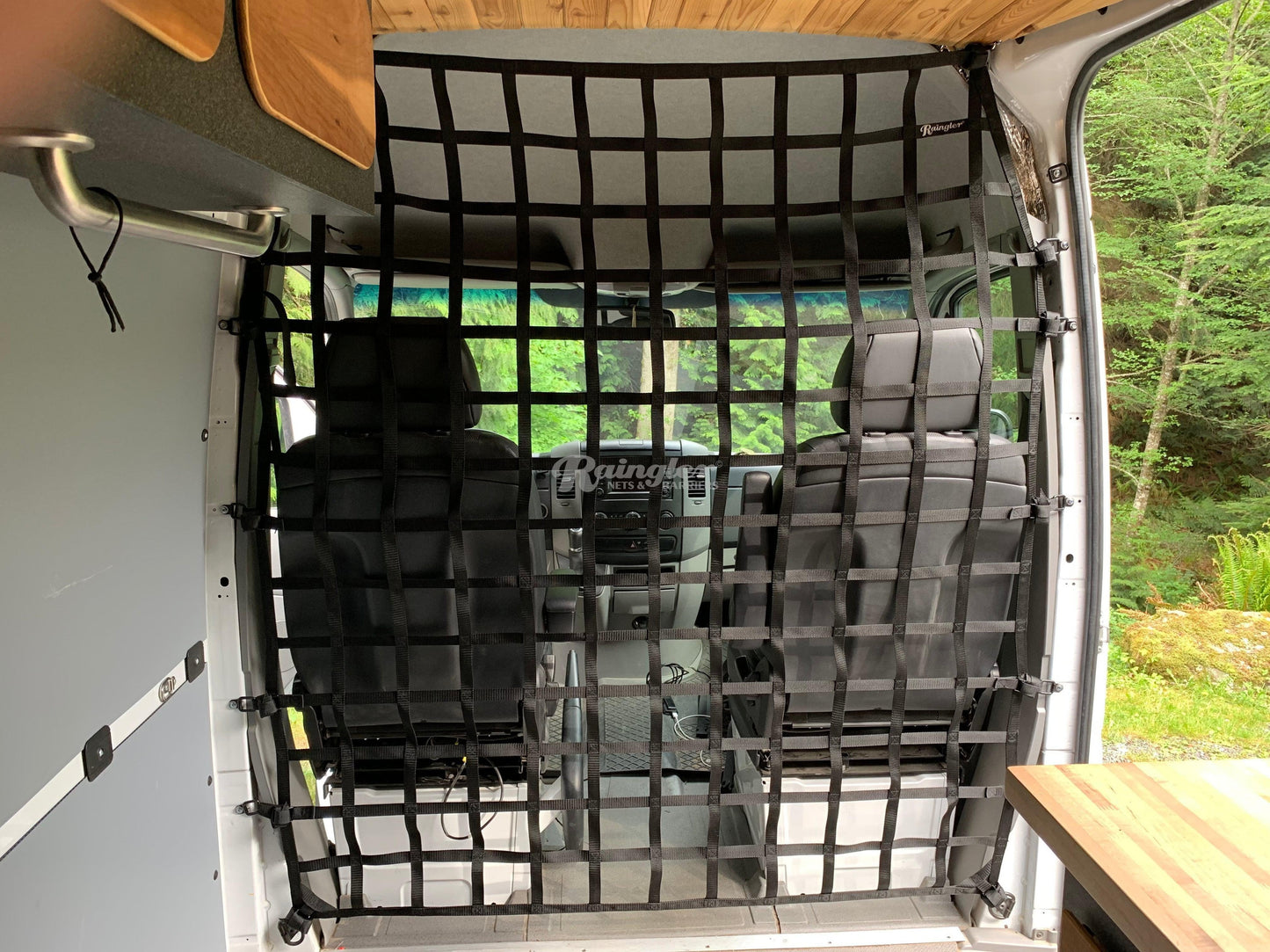 2006 - 2021 Freightliner Sprinter 2nd Gen Standard Roof Model Behind Front Seats Barrier Divider Net-Raingler