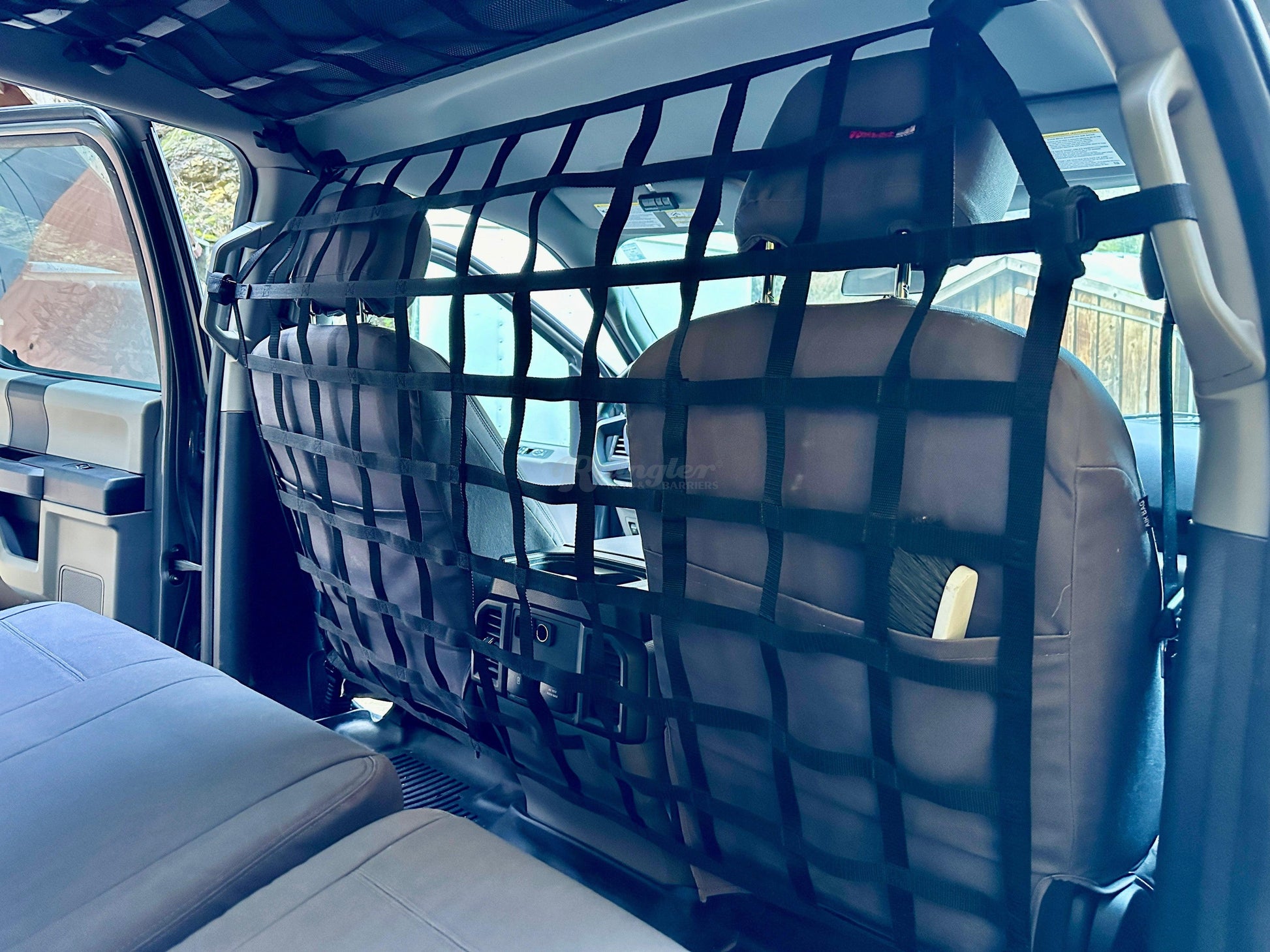 2015 - Newer Ford F150 / Raptor Crew Cab Behind Front Seat Barrier Divider Net-Raingler