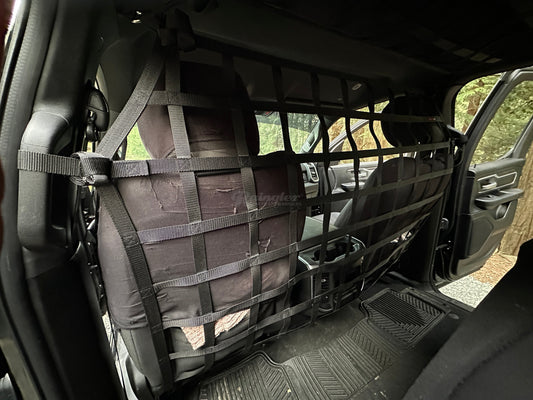 2019 - Newer RAM Truck 5TH GEN QUAD AND CREW CAB Behind Front Seats Barrier Divider Net-Raingler