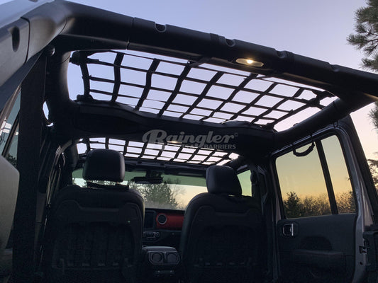 2007 - 2018 Jeep Wrangler JKU 4 Door Full One-Piece Roof Top Attic Storage Cargo Net-Raingler