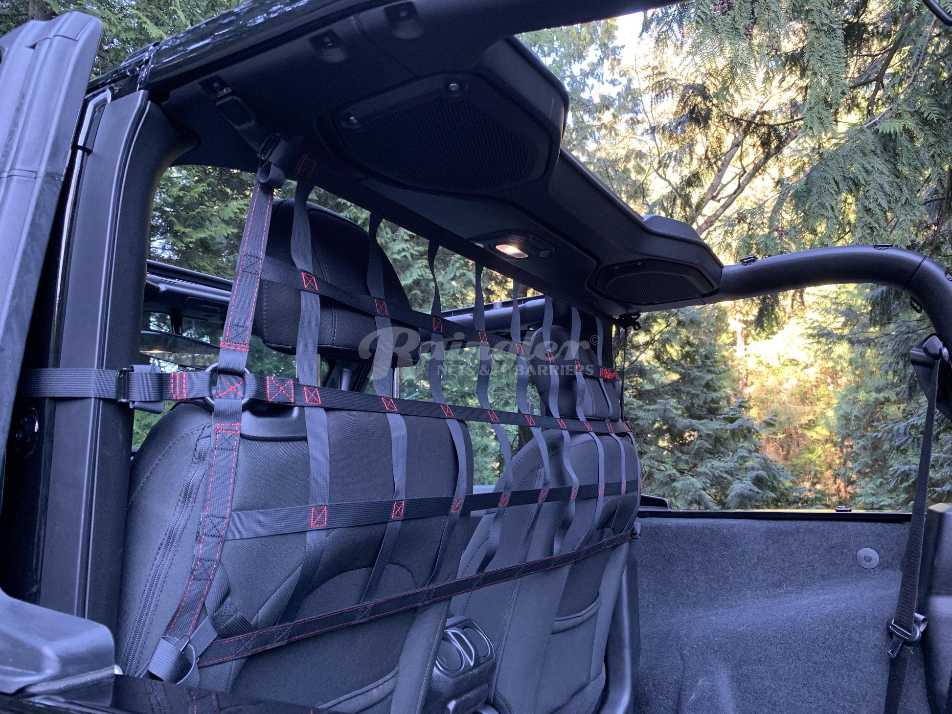 2018 - Newer Jeep Wrangler JL 2 Door Behind Front Seats Upper Barrier Divider Net-Raingler