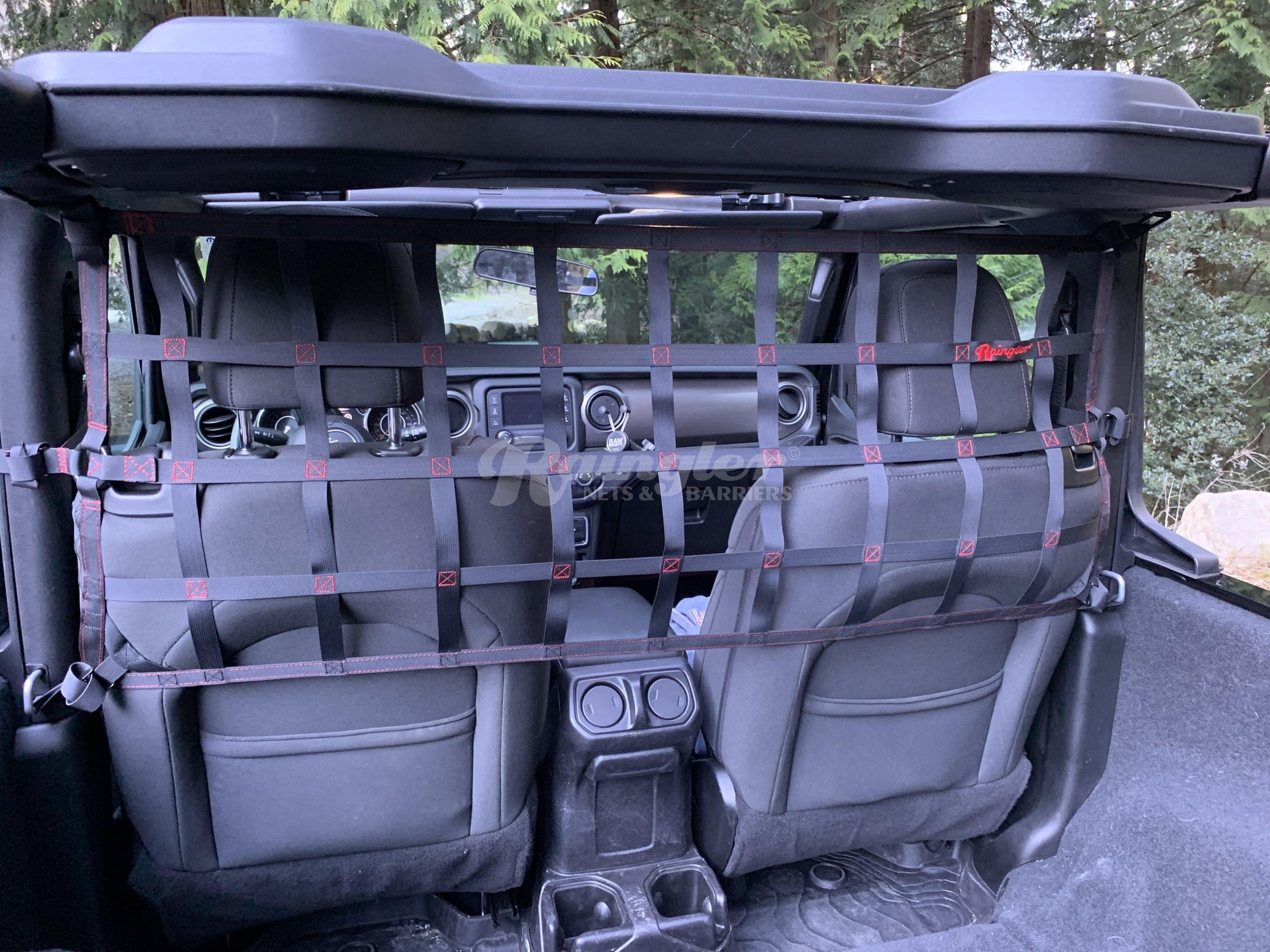 2018 - Newer Jeep Wrangler JL 2 Door Behind Front Seats Upper Barrier Divider Net-Raingler